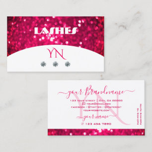Carte De Visite Monogramme de Parties scintillant brillante rose F