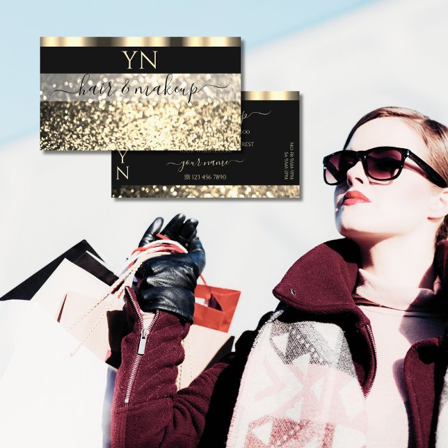 Carte De Visite Monogramme de Parties scintillant d'étincelante no (Créateur téléchargé)