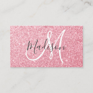 Carte De Visite Monogramme de Parties scintillant dorée Glam Blush