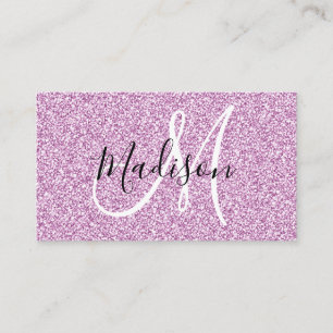 Carte De Visite Monogramme de Parties scintillant violette Fille e