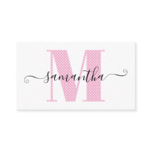 Monogramme de pois rose et blanc clair