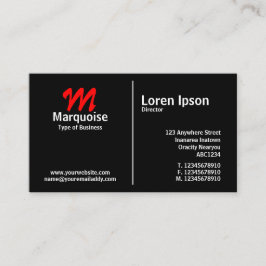 Carte De Visite Monogramme de règle moyenne blanche - Noir