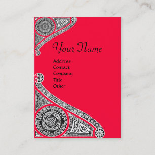 Carte De Visite MONOGRAMME DE RENAISSANCE 4 rouge