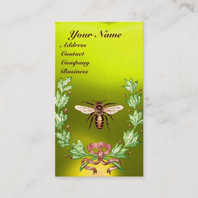 CARTE DE VISITE MONOGRAMME DE SCEAU DE CIRE ROUGE HONEY BEE BEEKEE (Devant)