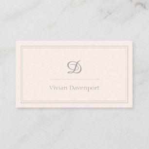 Carte De Visite Monogramme de script rose pâle   Minimaliste