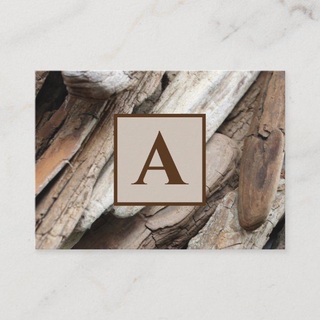 Carte De Visite Monogramme de Shoreline Driftwood (Devant)