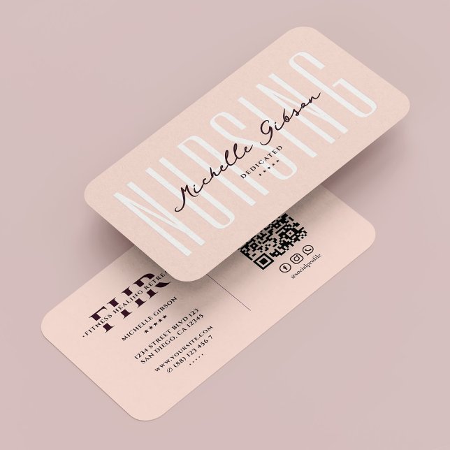 Carte De Visite Monogramme de soins infirmiers moderne rose esthét (Modern Nursing Monogram Aesthetic Pink Business Card
)