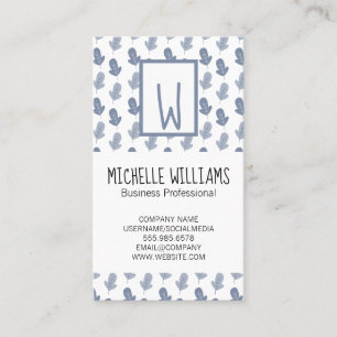 Carte De Visite Monogramme de style manuscrit   Motif feuille