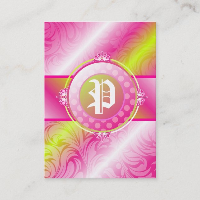 Carte De Visite monogramme de sucre de la chaux 311-Pink (Devant)