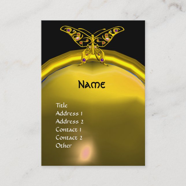 Carte De Visite MONOGRAMME DE TOPAZ HYPER BOUTTERFLY jaune noir (Devant)