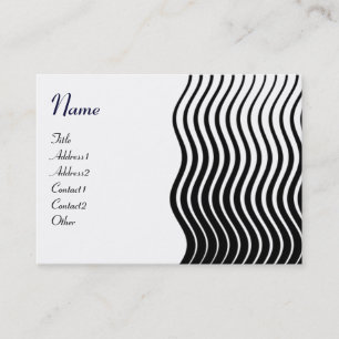 Carte De Visite MONOGRAMME DE VAGUES ÉLÉGANTES, rose noir et blanc