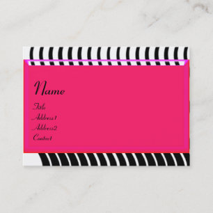 Carte De Visite MONOGRAMME DE VAGUES STYLISH, rose noir et blanc