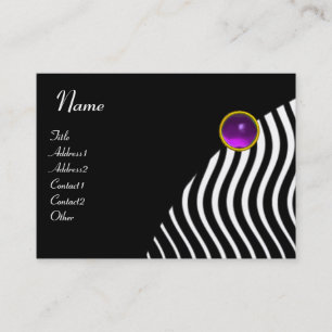 Carte De Visite MONOGRAMME DE VAGUES STYLISH, violet noir et blanc