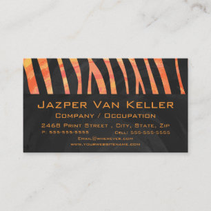Carte De Visite Monogramme de zèbre orange et noir