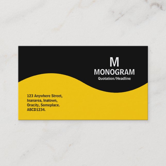 Carte De Visite Monogramme demi-vague - ambre avec noir (Devant)