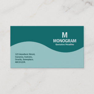 Carte De Visite Monogramme demi-vague - bleu clair vert et Turquoi