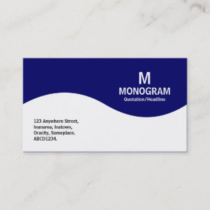 Carte De Visite Monogramme demi-vague - Bleu foncé 000066