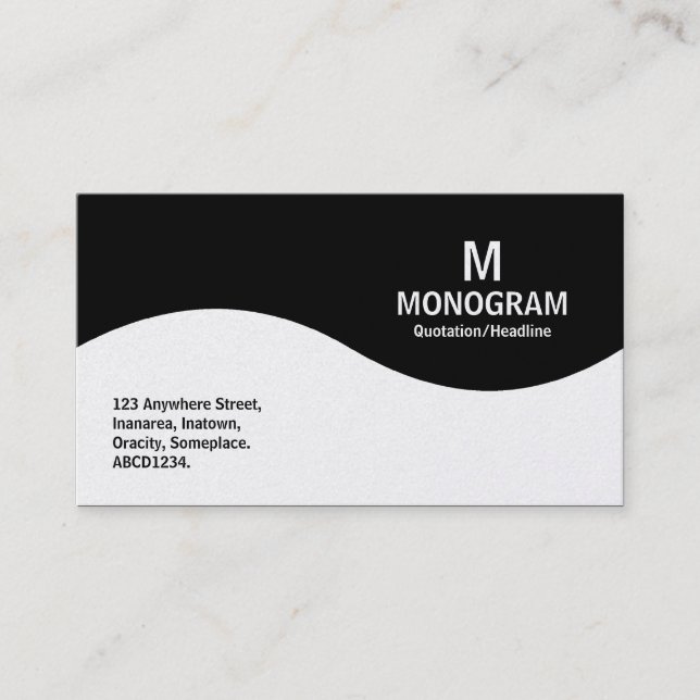 Carte De Visite Monogramme demi-vague - Noir (Platine) (Devant)