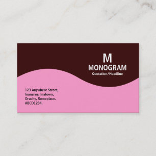 Carte De Visite Monogramme demi-vague - rose avec Brown foncé