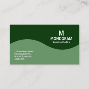 Carte De Visite Monogramme demi-vague - Vert de l'armée avec vert 