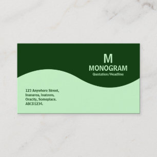 Carte De Visite Monogramme demi-vague - Vert fantôme avec vert 003