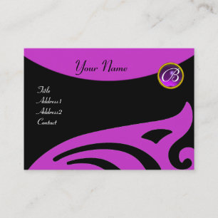 CARTE DE VISITE MONOGRAMME DES AILES STYLISÉES, AMÉTHYSTE PURPLE, 
