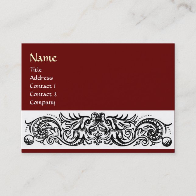 Carte De Visite MONOGRAMME DES DRAGONS CELTIQUES, rouge (Devant)