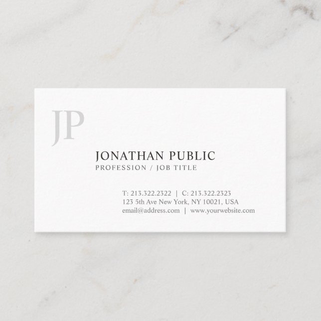 Carte De Visite Monogrammé Design élégant Simple tendance (Devant)