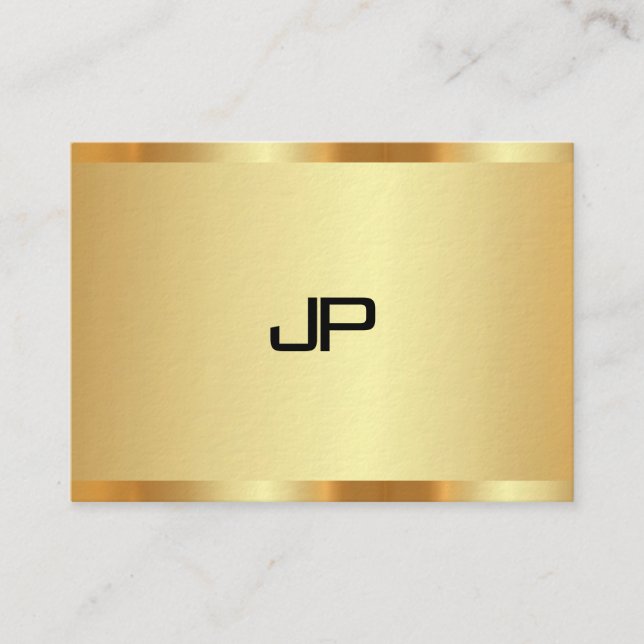 Carte De Visite Monogramme d'or Faux Elégant Moderne Premium (Devant)