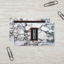 Monogramme d'or rose Marbre blanc noir
