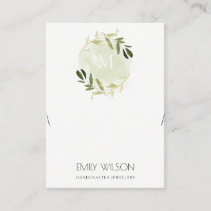 CARTE DE VISITE MONOGRAMME D'OR VERT FOLIAGE MONOGRAMME BRACELET A