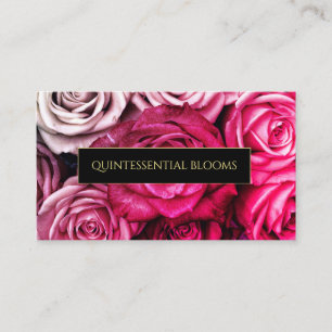 Carte De Visite Monogramme élégant et fleuriste rose de roses