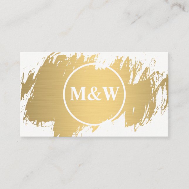 Carte De Visite Monogramme Elegant Faux Gold Grunge (Devant)