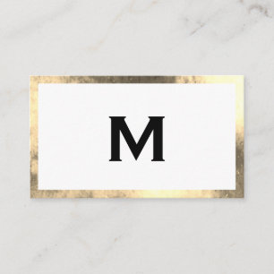 Carte De Visite Monogramme Elegant Faux Golden Border