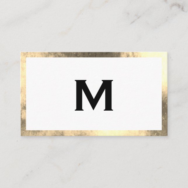 Carte De Visite Monogramme Elegant Faux Golden Border (Devant)