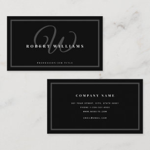 Carte De Visite Monogramme élégant Noir Professionnel Moderne