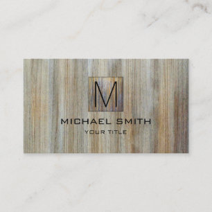 Carte De Visite Monogramme élégant professionnel du grain de bois