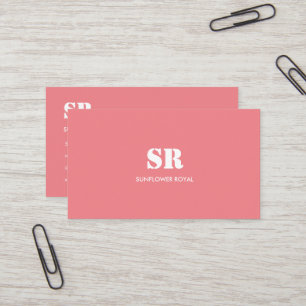 Carte De Visite Monogramme Élégant rose minimal
