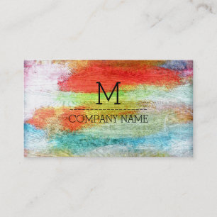 Carte De Visite Monogramme en bois moderne coloré professionnel #2