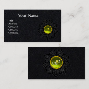 CARTE DE VISITE MONOGRAMME EN PIERRE JAUNE DE FLEURS DE POINTE CEL