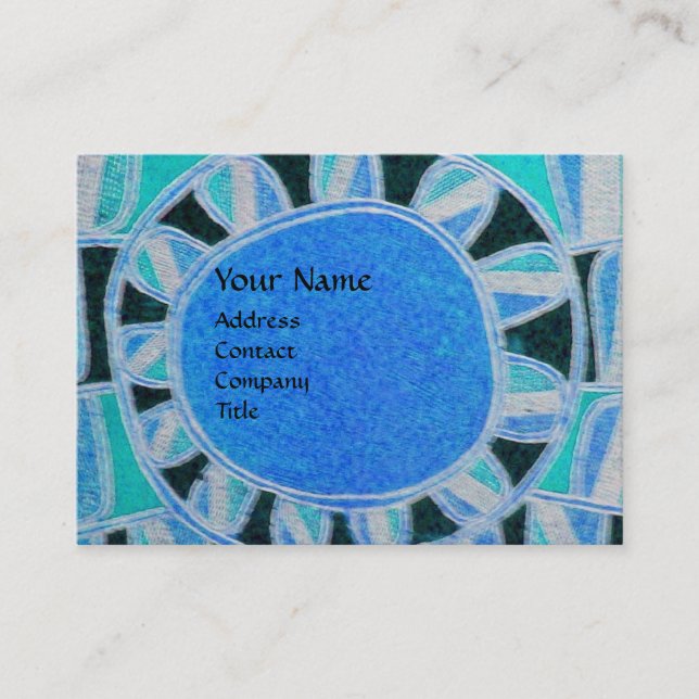 Carte De Visite MONOGRAMME ÉNERGIE SOLAIRE SUN bleu jaune noir (Devant)