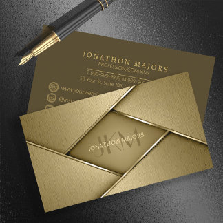 Carte De Visite Monogramme et métal Polygone Gold ID1039