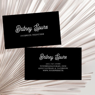 Carte De Visite Monogramme et nom personnalisés en noir moderne