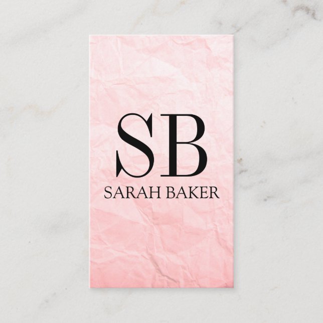 Carte De Visite Monogramme et rayures de texture contemporaine (Devant)