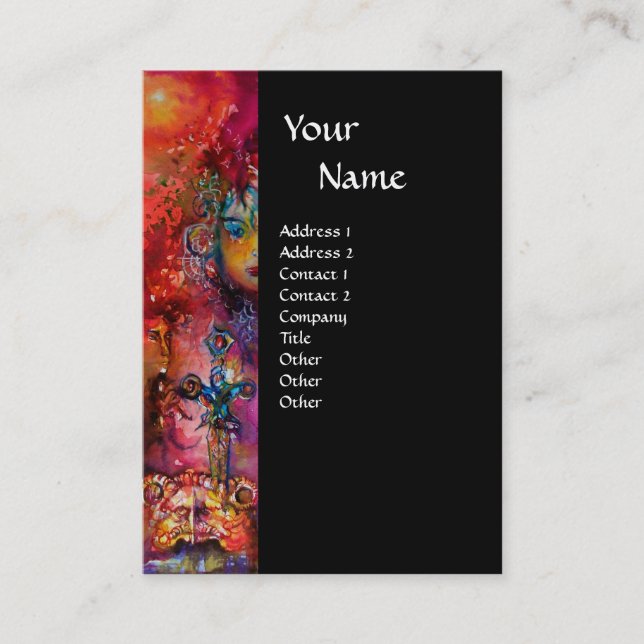 Carte De Visite MONOGRAMME EXCALIBUR noir violet rouge fuchsia (Devant)