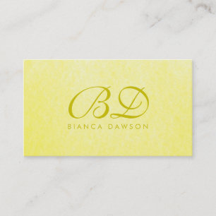 Carte De Visite Monogramme Fancy Script Texture jaune