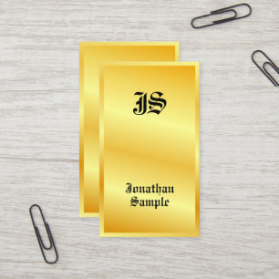 Carte De Visite Monogramme Faux Gold Classic Style Texte Élégant