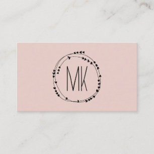 Carte De Visite Monogramme Feminine Jolie Wreath Girl Blush Rose