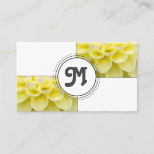 Carte De Visite Monogramme fleuriste jaune carreaux à deux tons