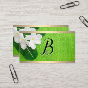 Carte De Visite Monogramme Fleurs Feuilles